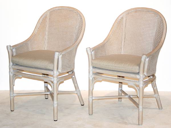 Appraisal: A set of four caned armchairs McGuire Furniture Company st