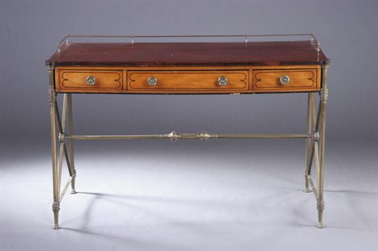 Appraisal: KITTINGER CLASSICAL STYLE WRITING TABLE th century rosewood and satinwood