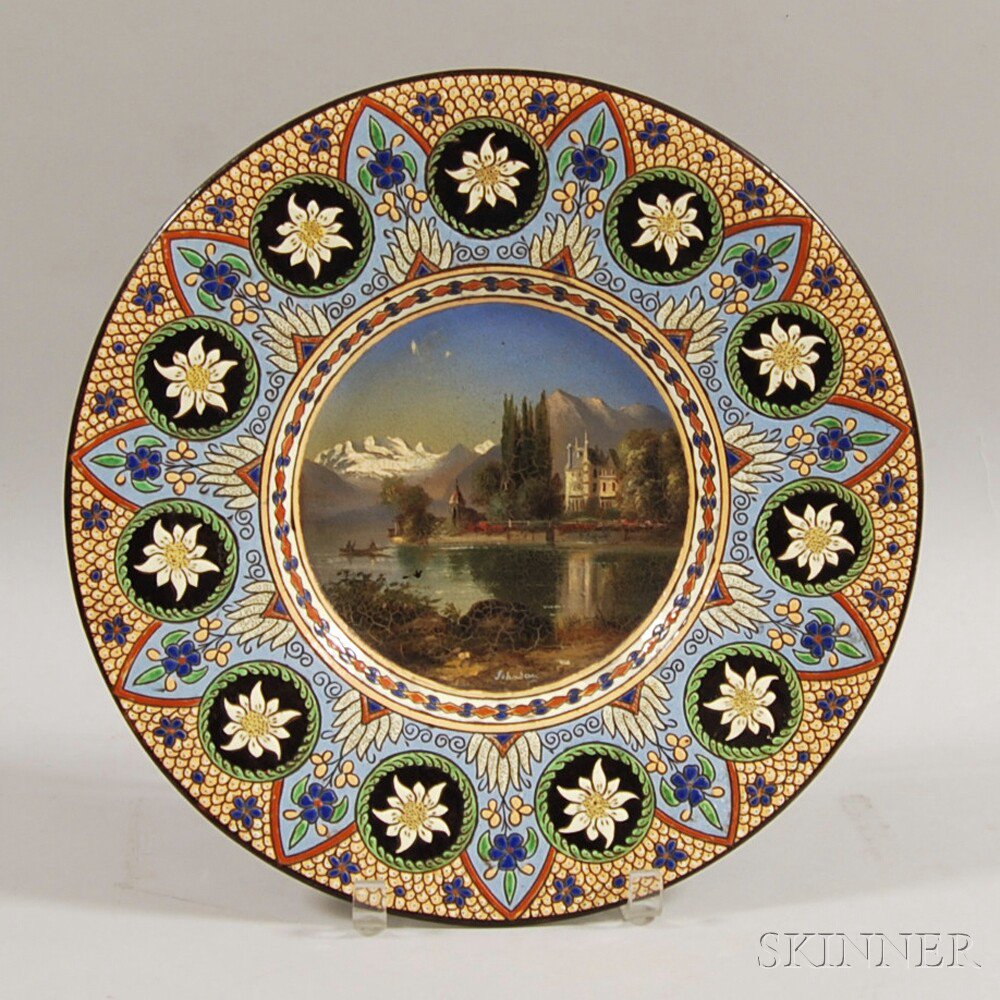 Appraisal: Swiss Thoune Hand-painted Earthenware Charger late th early th century