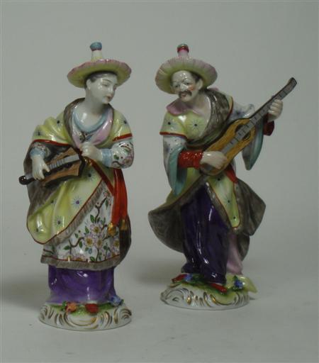 Appraisal: A pair of th century Dresden porcelain oriental musicians in