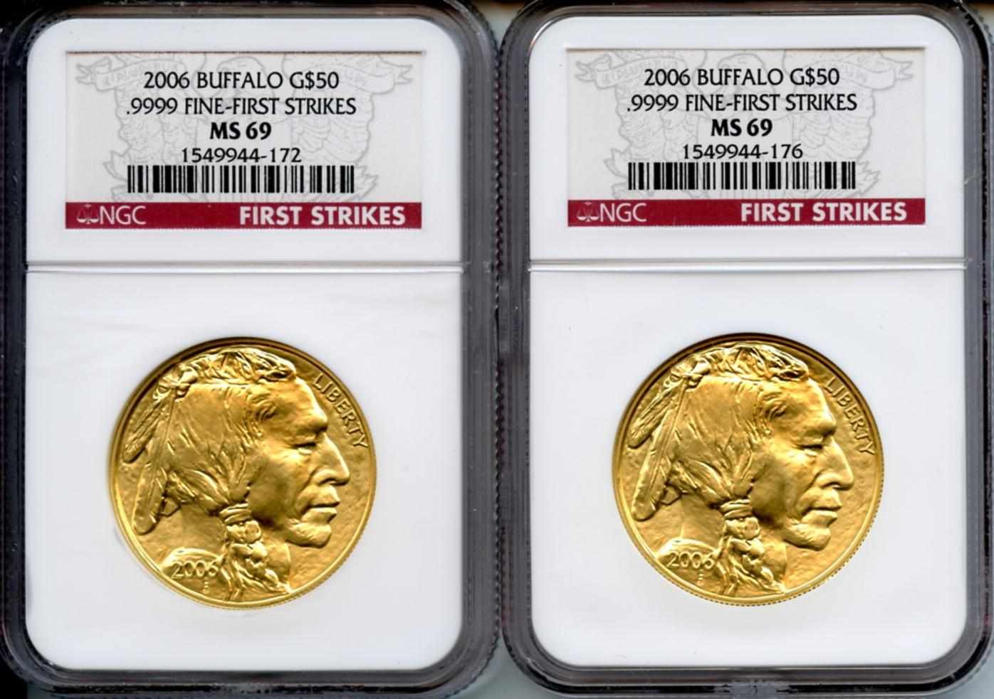 Appraisal: G Buffalo MS NGC First Strike Both are fully bright