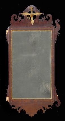 Appraisal: CHIPPENDALE INLAID MAHOGANY MIRROR The rectangular plate within line-inlaid frame