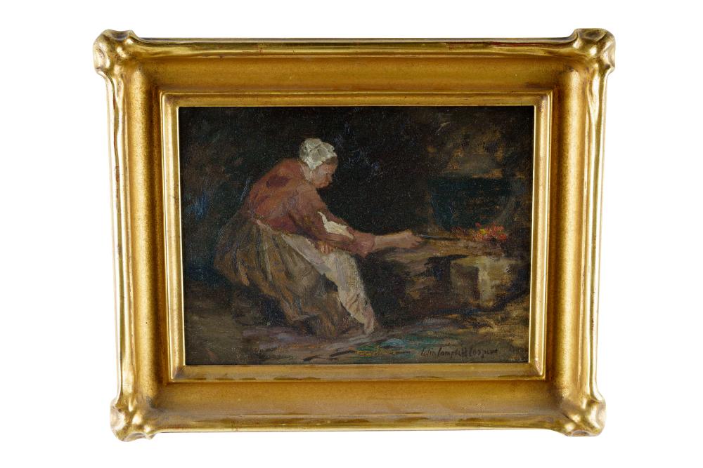 Appraisal: COLIN CAMPBELL COOPER PEASANT COOKING oil on canvas relined signed