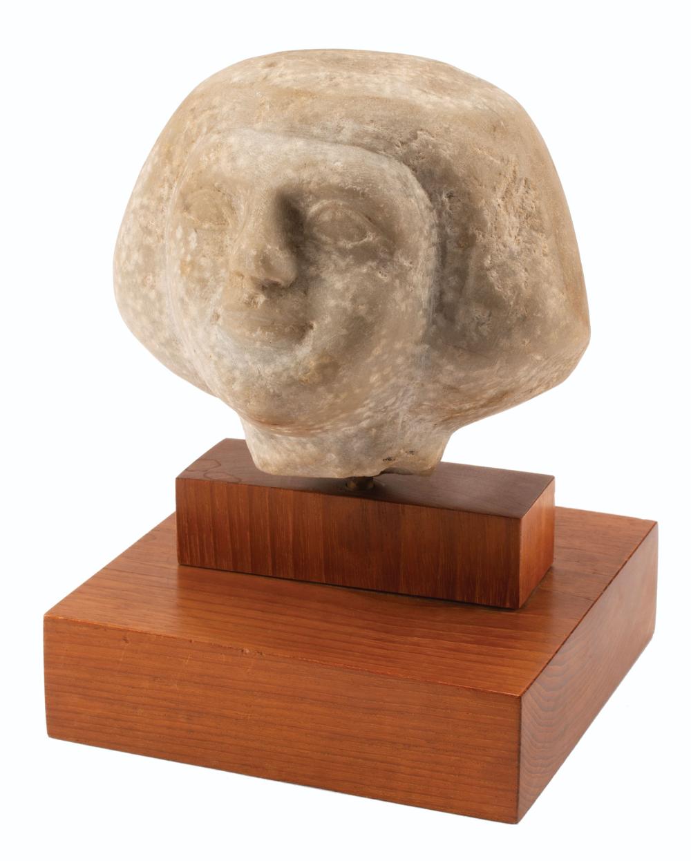 Appraisal: Egyptianesque Carved Soft Stone Head of a Woman after the