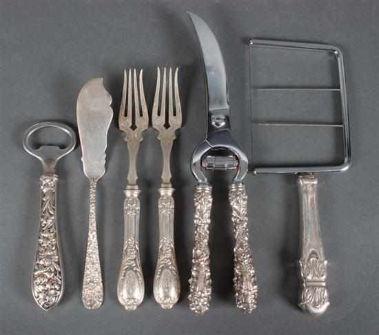 Appraisal: Six American sterling and sterling silver-handled serving pieces by various