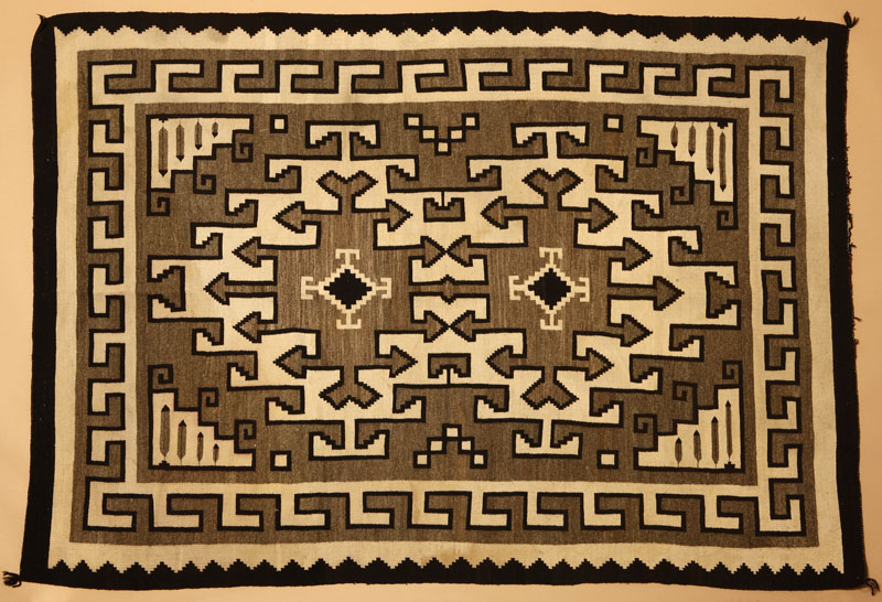 Appraisal: A Native American Navajo Two Grey Hills woolen geometric rug