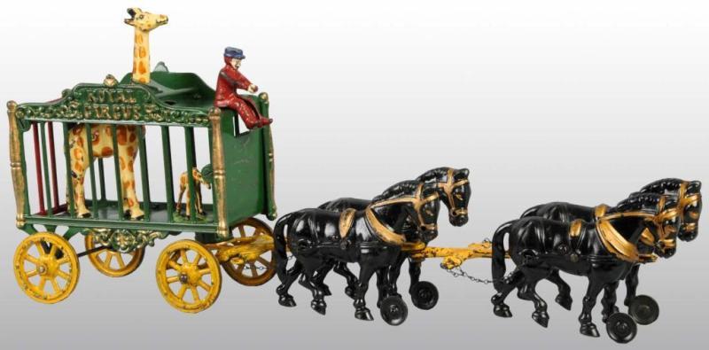 Appraisal: Cast Iron -Horse Royal Circus Cage Wagon Toy Description Includes