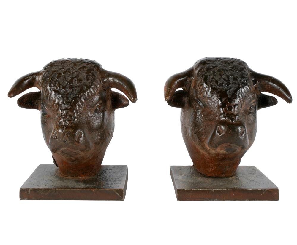 Appraisal: JAN BARBOGLIO PAIR OF BRONZE BULL BOOKENDSsigned further marked Hecho