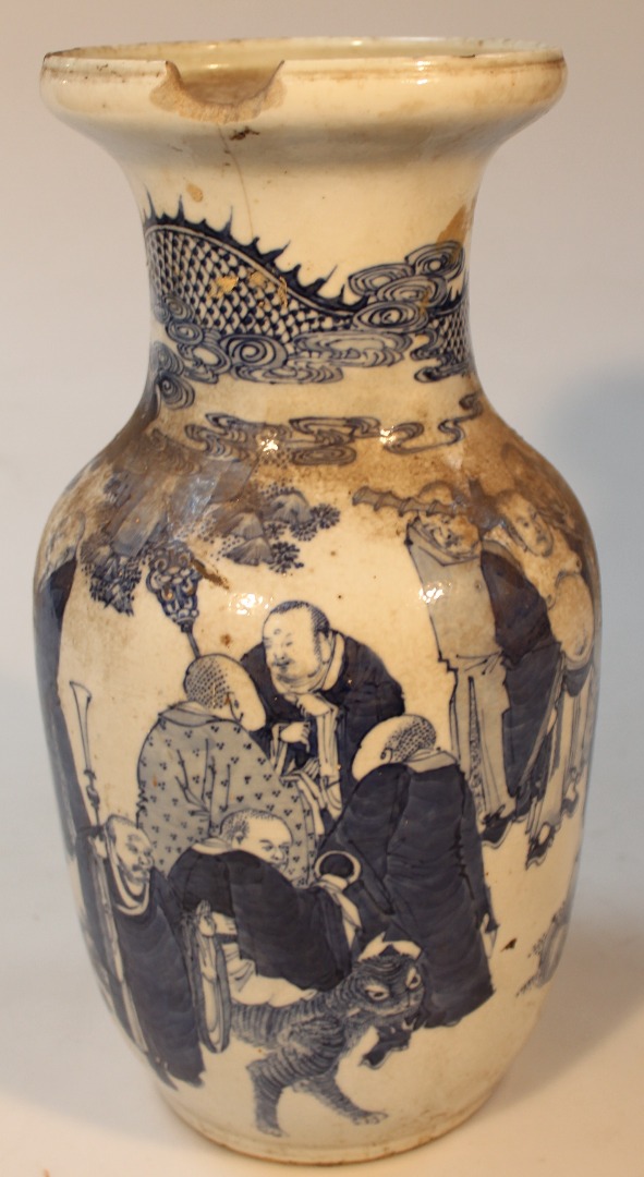 Appraisal: A Chinese blue and white earthenware vase the shouldered body