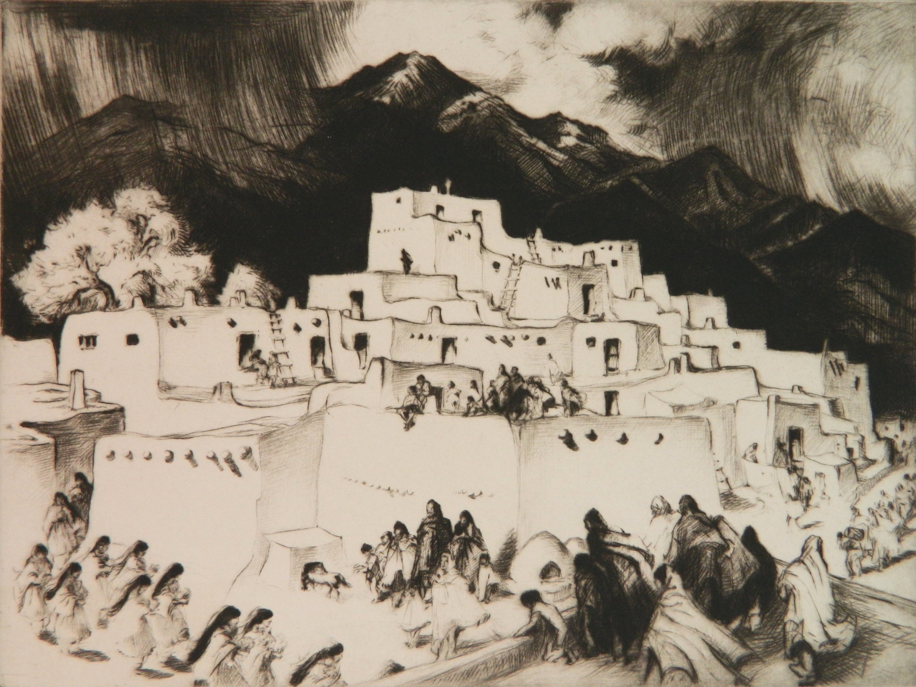 Appraisal: Gene Kloss American - ''Ceremonial Day at Taos'' Kloss -