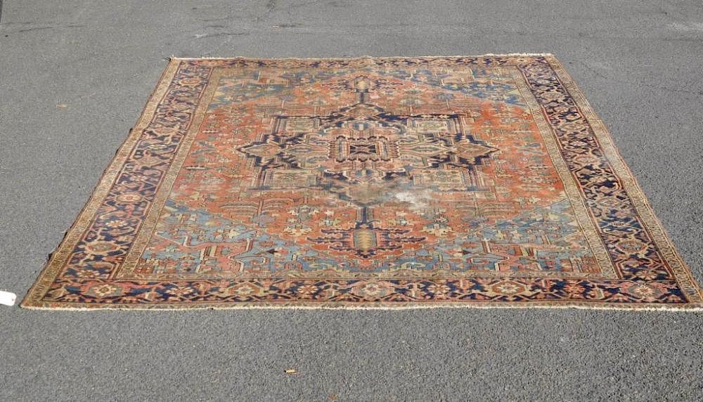 Appraisal: Heriz Carpet Heriz carpet ' long ' wide Condition wear