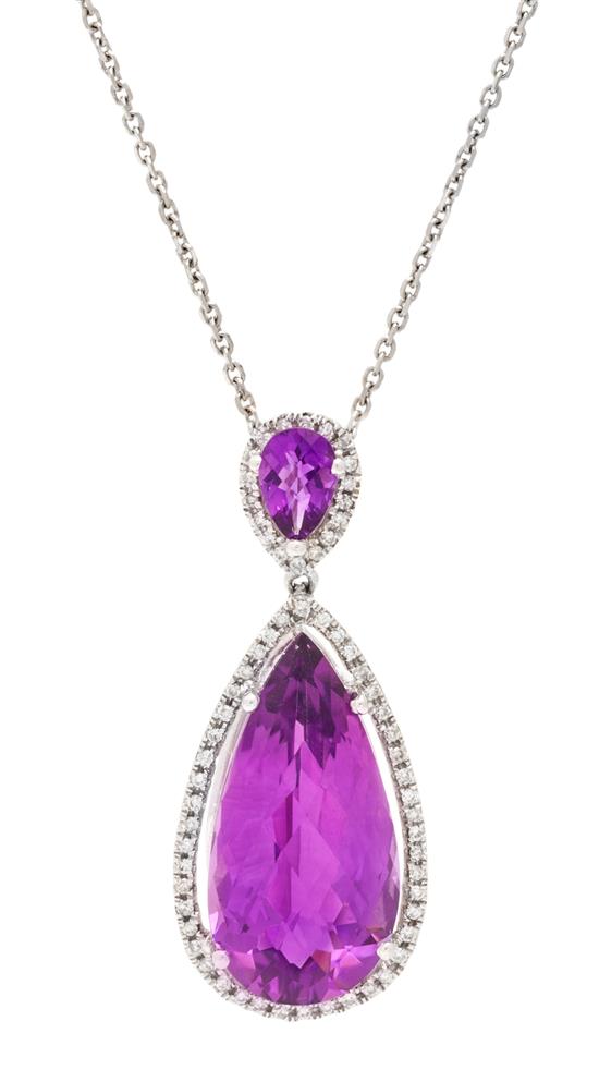 Appraisal: Sale Lot A White Gold Amethyst and Diamond Pendant containing