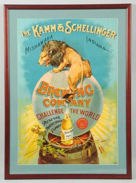 Appraisal: Kamm Schellinger Brewing Large Paper Poster Circa boldly graphic and