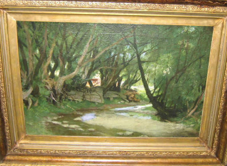 Appraisal: MARCUS A WATERMAN AMERICAN - Stream with trees oil on