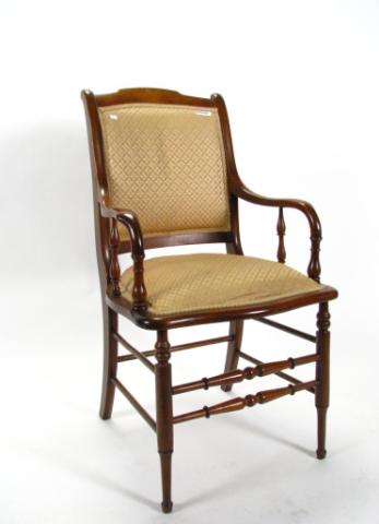 Appraisal: Antique Arm Chair padded upholstered seat and back with turned