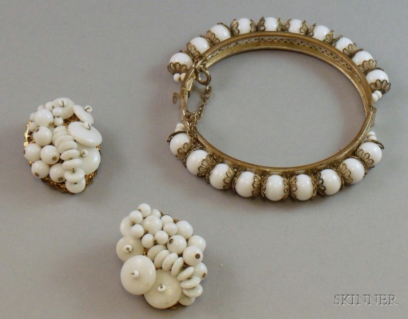 Appraisal: Two Pieces of Vintage Miriam Haskell Costume Jewelry s both