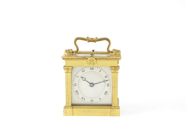 Appraisal: An interesting mid th century French gilt brass carriage clock