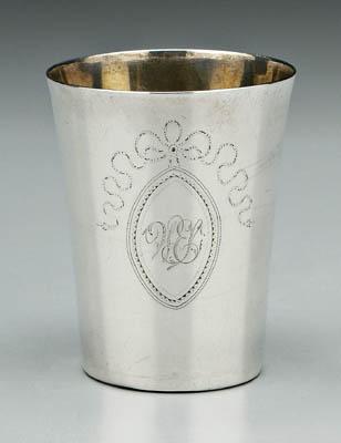 Appraisal: Hester Bateman English silver cup round with flared sides and