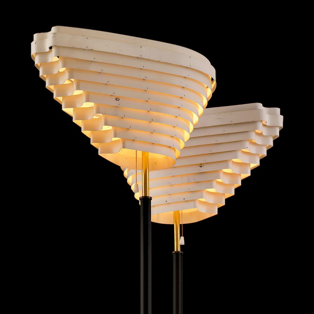 Appraisal: Alvar Aalto A sculputural pair of floor lamps by Alvar