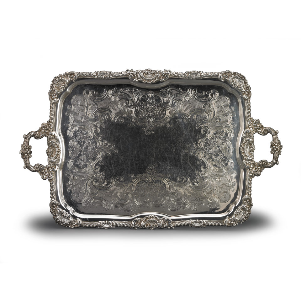 Appraisal: George III Silver Two-Handled Serving Tray Sheffield maker s mark