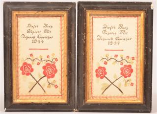 Appraisal: Lancaster Co PA Amish Watercolor Ink Bookplates Pair of Lancaster