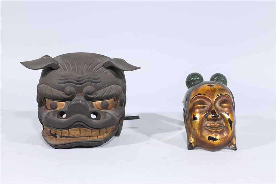 Appraisal: Two Japanese masks including figural with lacquer and polychrome possibly