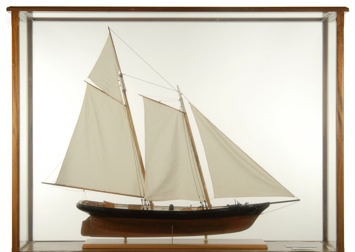 Appraisal: CASED MODEL OF THE FAMOUS RACING SCHOONER AMERICAHull painted black