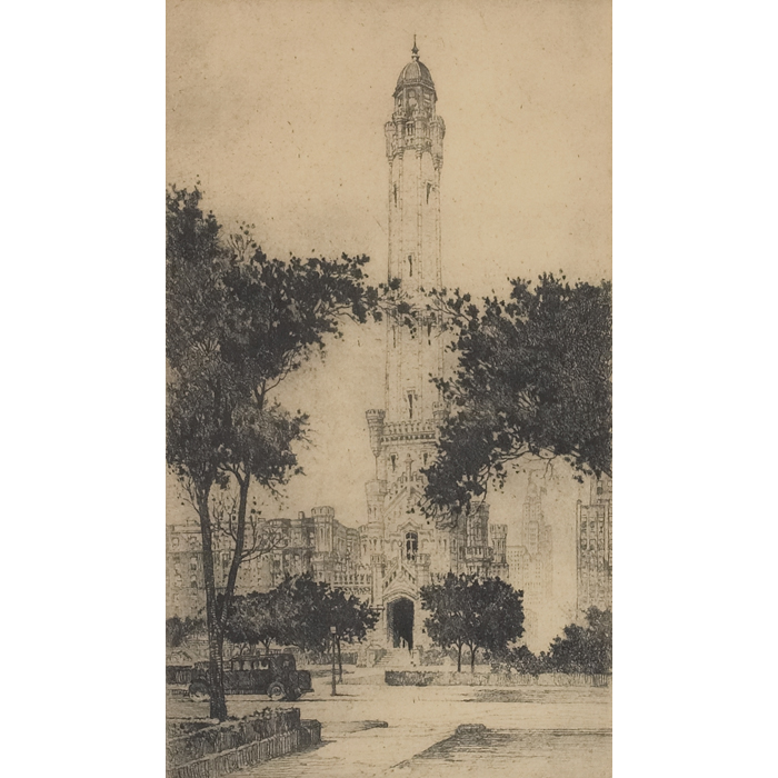 Appraisal: S Chester Danforth American b ''Old Chicago Water Tower ''