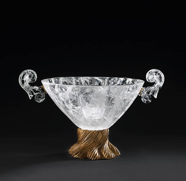 Appraisal: A Neoclassical style rock crystal and gilt metal two handled