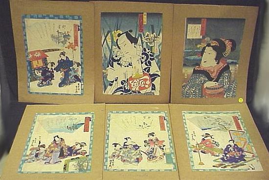 Appraisal: Japanese color woodblock prints Edo period including a suite of