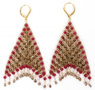 Appraisal: RUBY DIAMOND MESH STYLE KT YELLOW GOLD EARRINGS CT RUBY