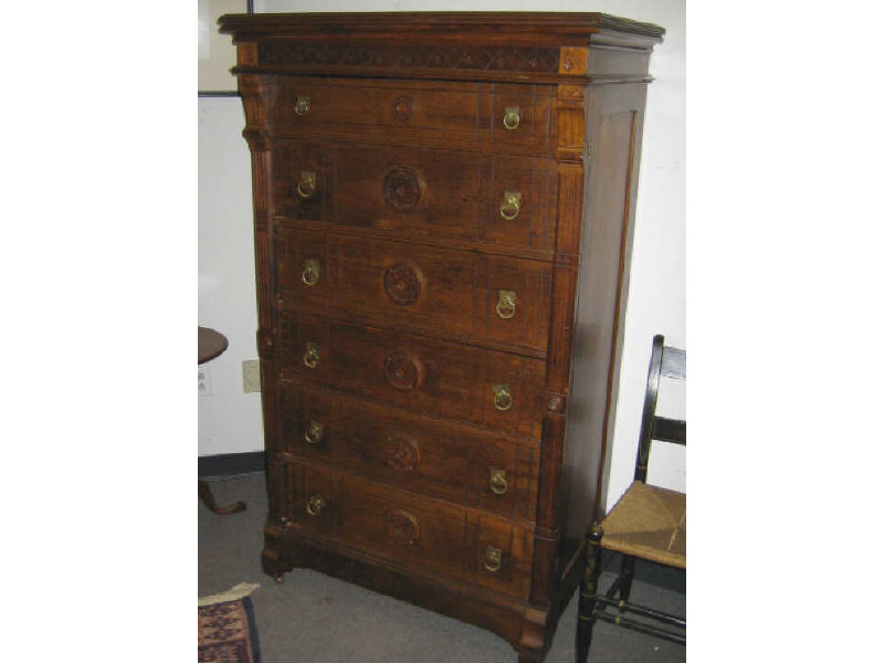 Appraisal: AMERICAN RENAISSANCE REVIVAL WELLINGTON CHEST The rectangular walnut top above