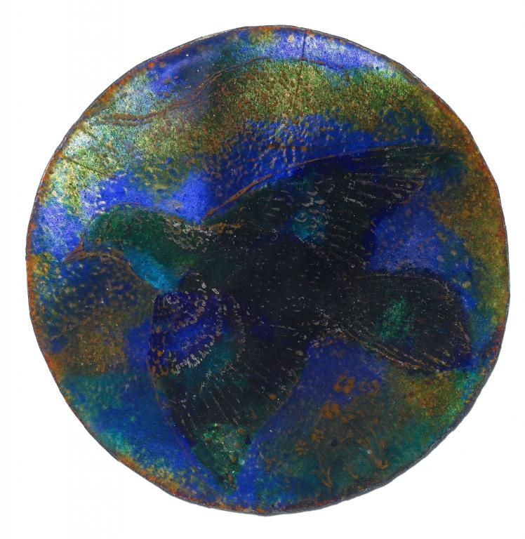 Appraisal: A PAINTED ENAMEL MEDALLION OF A BIRD BY MABEL P