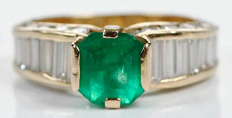 Appraisal: kt Emerald Diamond Ring center emerald cut emerald estimated weight