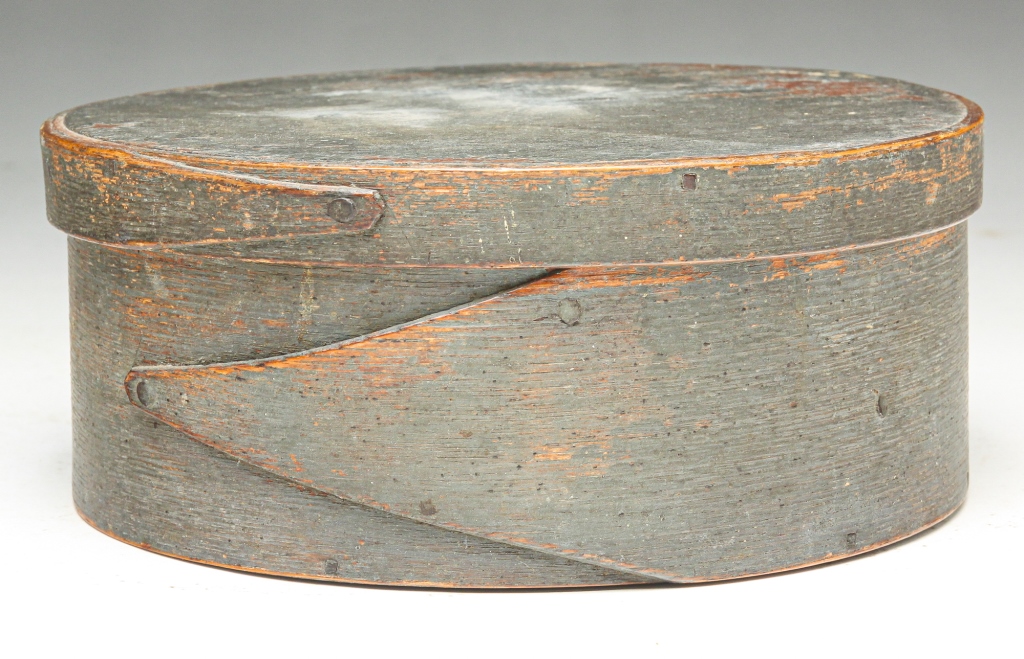 Appraisal: AMERICAN PANTRY BOX Second half th century Round bentwood box