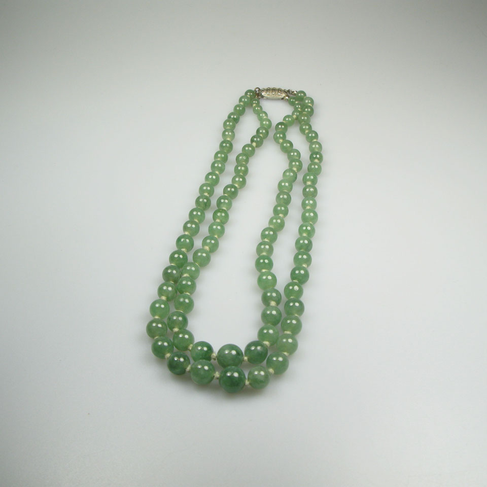 Appraisal: Double Graduated Strand Of Jade Beads mm to mm completed