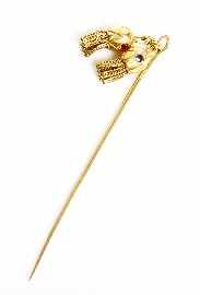 Appraisal: An ct gold Cartier hat pin with coloured stone set