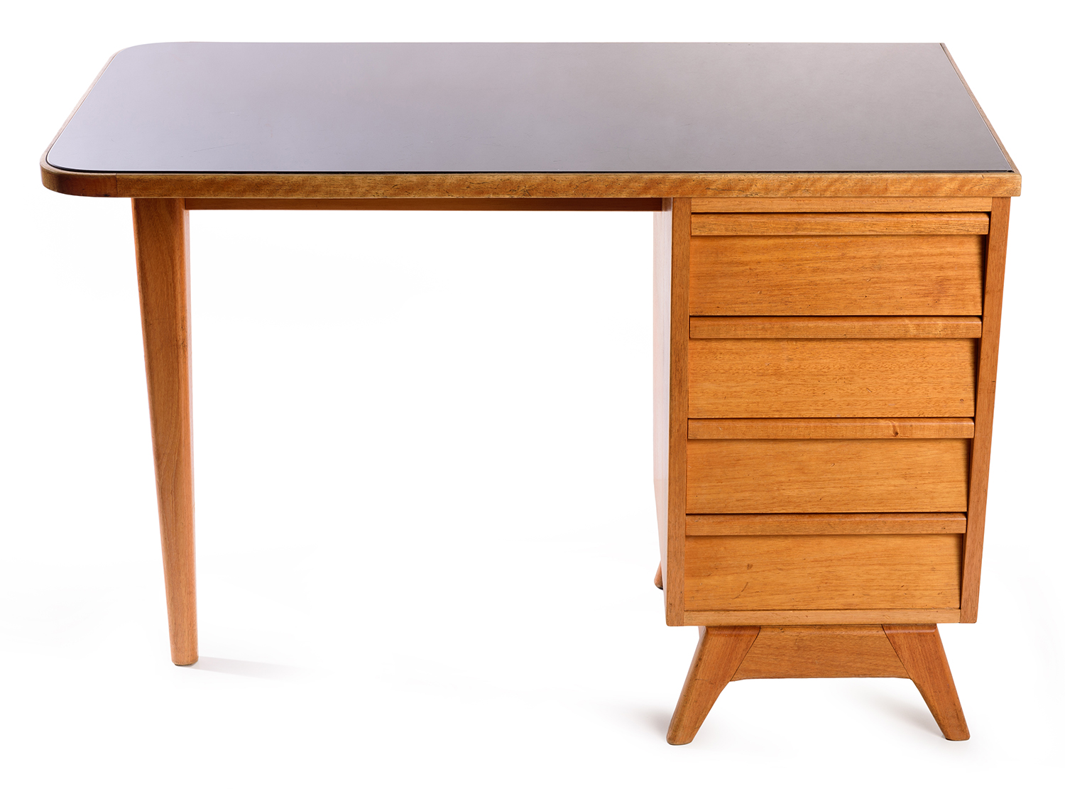 Appraisal: ROSANDO DESK WITH BLACK GLASS TOP Four side drawers Australia