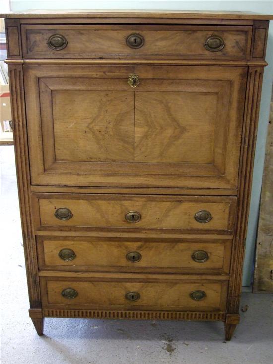 Appraisal: th century French walnut escritoire with a drawer above a