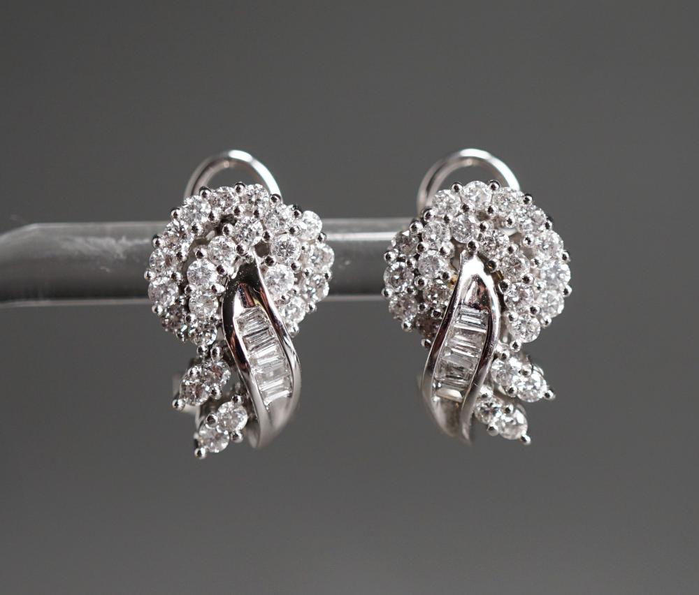 Appraisal: PAIR OF -KARAT WHITE-GOLD AND DIAMOND FRENCH CLIP BACK PIERCED