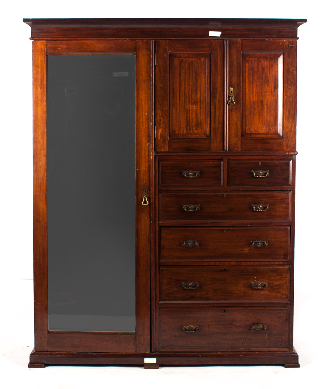 Appraisal: Edwardian mahogany wardrobe late th early th century left side