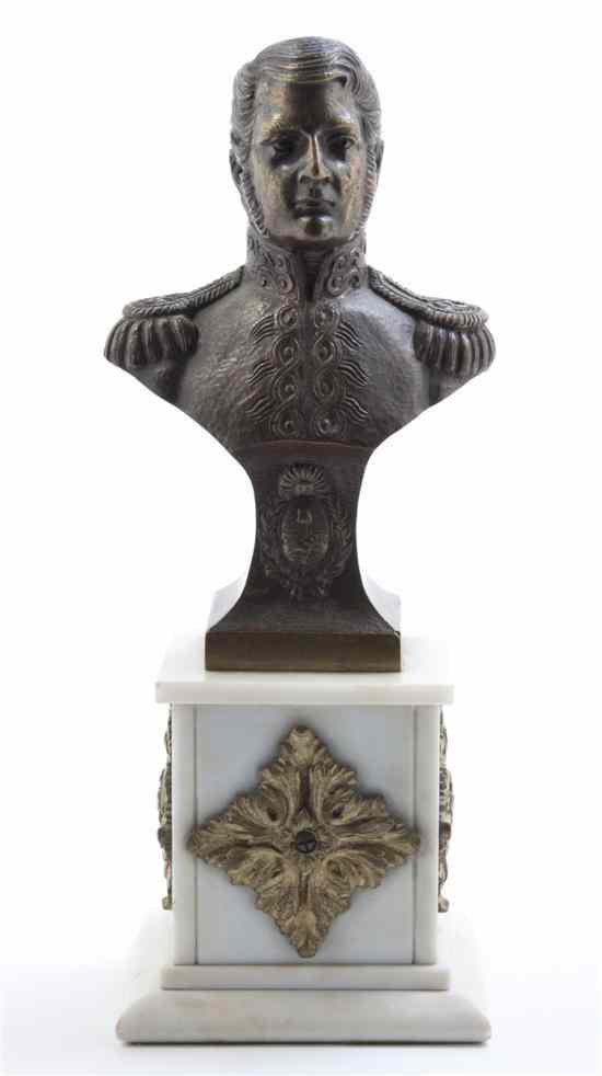 Appraisal: A Continental Bronze Bust depicting a general raised on a