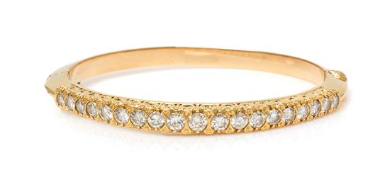 Appraisal: Sale Lot A Yellow Gold and Diamond Bangle Bracelet of