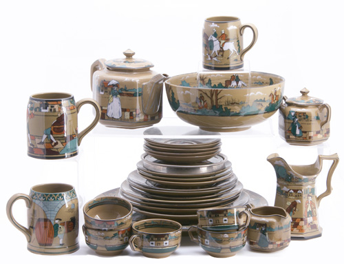 Appraisal: BUFFALO POTTERY Thirty assorted pieces of Deldare Ware and four