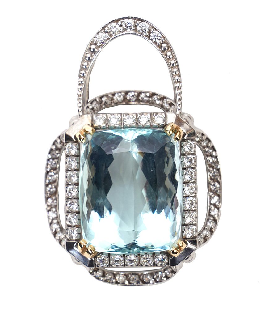 Appraisal: Ct Aquamarine Diamond Pendant in K Gold tone natural blue