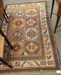 Appraisal: Caucasian Oriental throw rug late th century some wear '