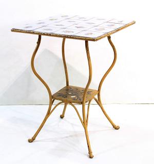 Appraisal: French metal conservatory table th century the square top having