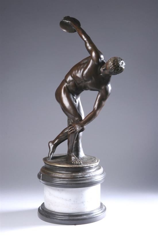 Appraisal: FRENCH BRONZE FIGURE OF A DISCUS THROWER late th century