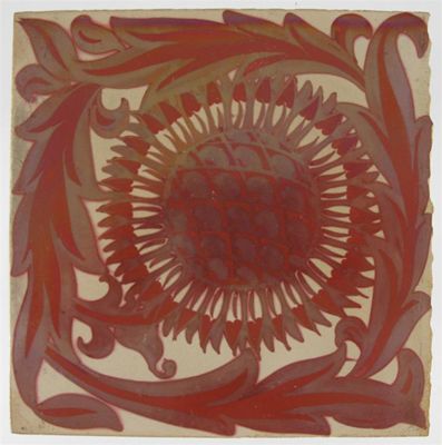 Appraisal: A William De Morgan Sunflower and Foliage tile painted in