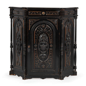 Appraisal: An Aesthetic Movement Parcel Gilt Ebonized Cabinet th Century American